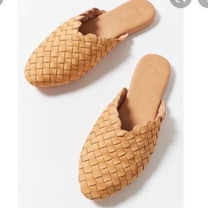 Woven leather mules